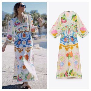 ZARA FLORAL PRINT DRESS CUT OUT